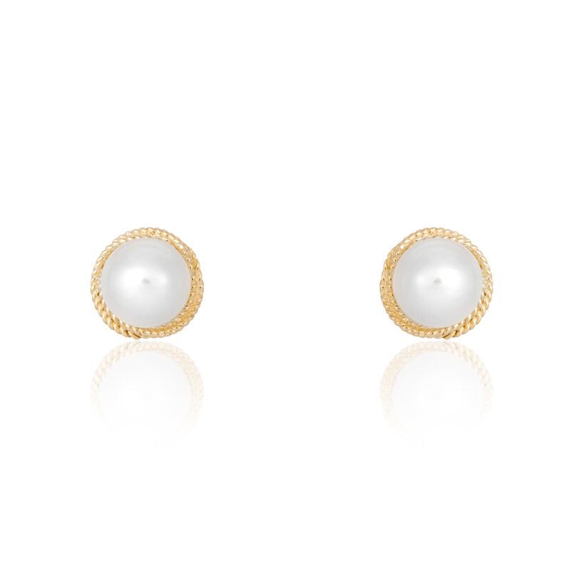 Boucles D'oreilles Puces Douniazed Or Jaune Perle De Culture - Spannringe Damen | OROVIVO