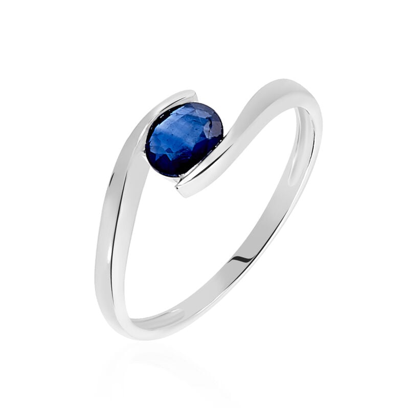CAMILIA Damen Ring Wei&szlig;gold 375 (9 Karat) Saphir Blau 0,39 ct - Solit&auml;rringe Damen | OROVIVO