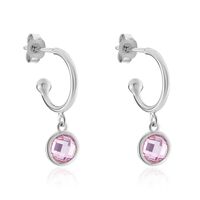 Damen Creolen Silber Silber 925 Zirkonia Rosé Kreis Scharika 11,00mm 
