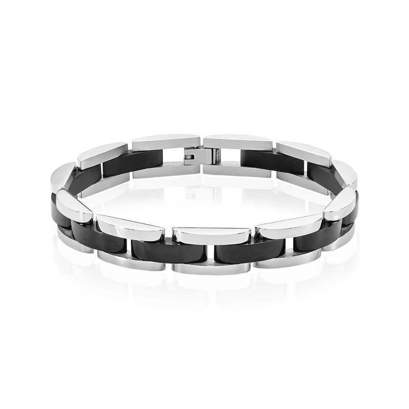 EGON Herren Armband Edelstahl Bicolor Silber/Schwarz B 10,8 mm - Armbänder Herren | OROVIVO