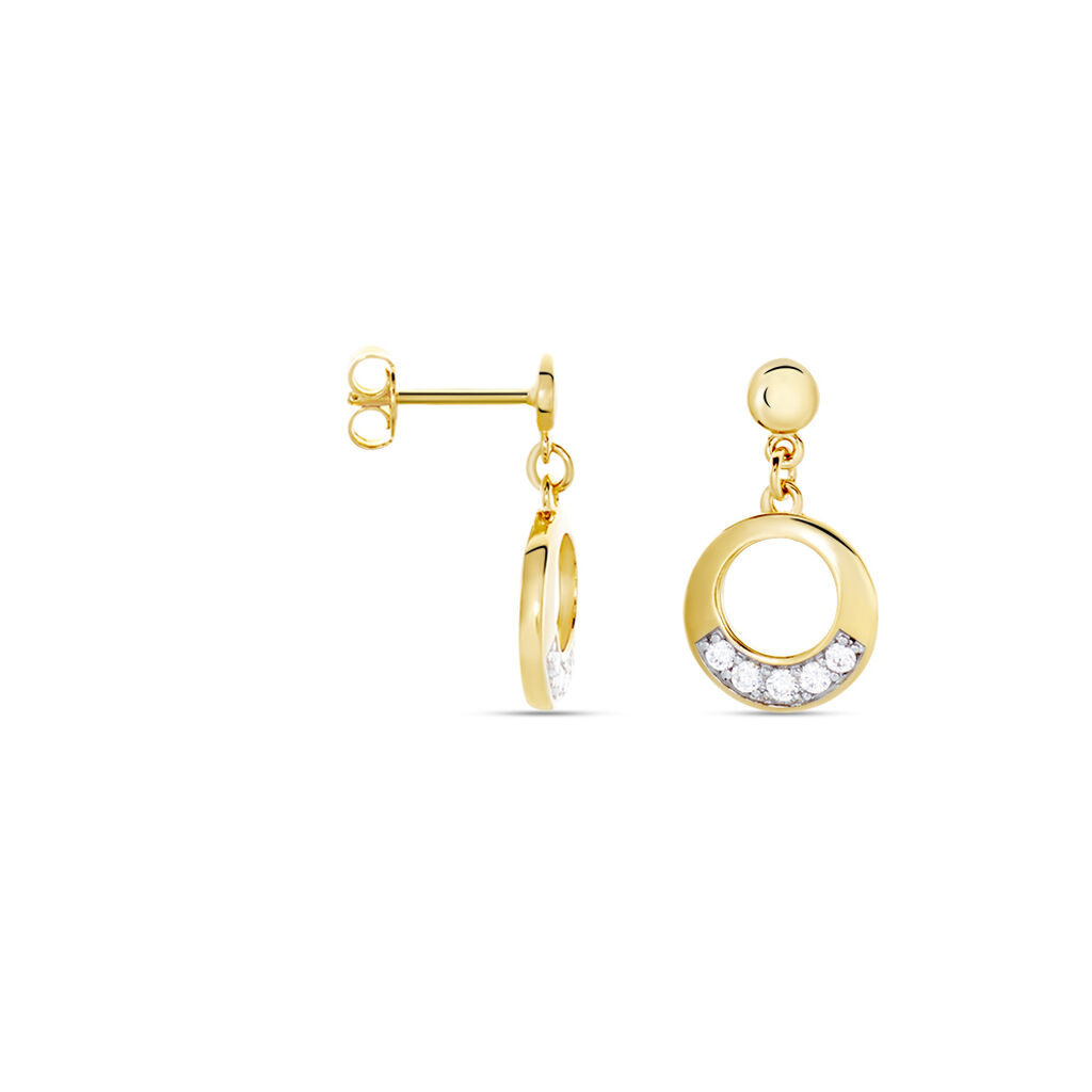 Damen Ohrstecker Lang Messing Gold 750 plattiert   - Ohrringe mit Stein Damen | OROVIVO