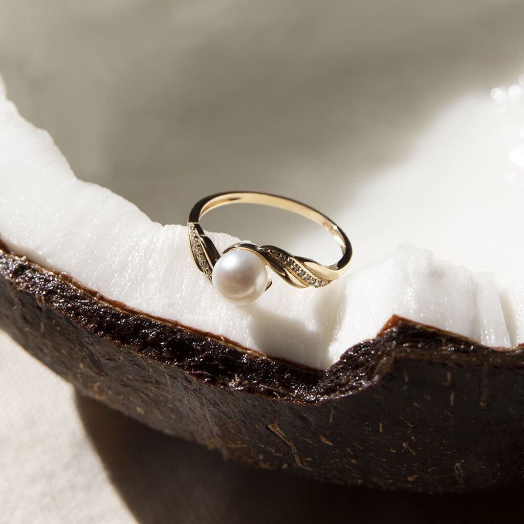 Damen Ring Gold 375 Zuchtperle Perlmutt Antoinette  - Solitärringe Damen | OROVIVO