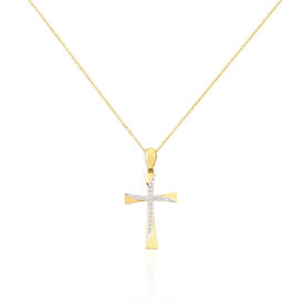 Damen Kette Gold 375 Diamant Kreuz - Ketten mit Stein Damen | OROVIVO