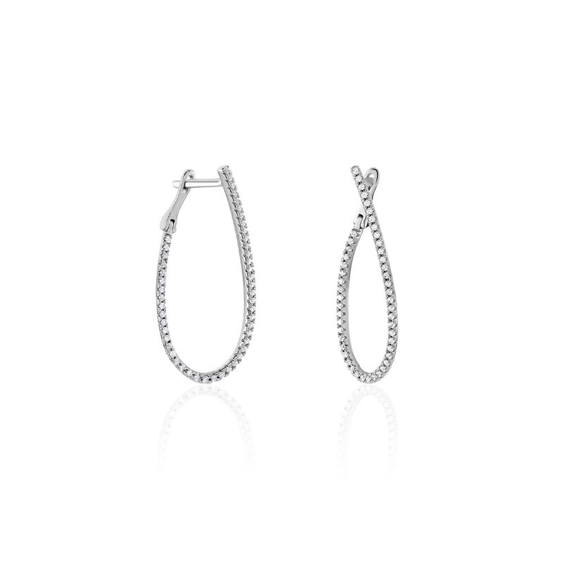 Damen Creolen Silber Silber 925 Zirkonia Hoopsa 36,00mm 16,10mm  - Creolen Damen | OROVIVO