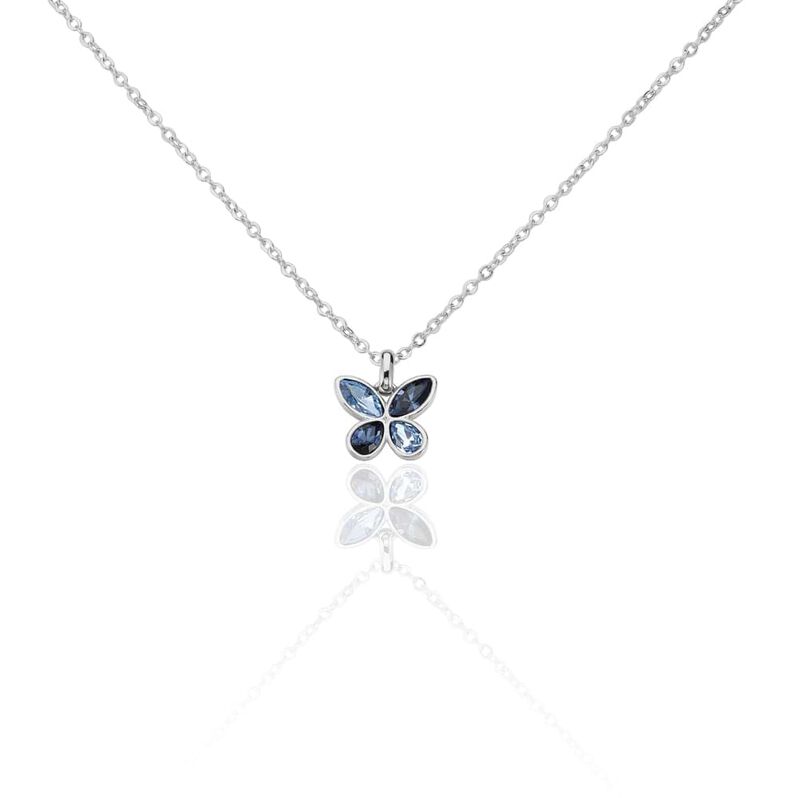 Collana farfalla in metallo rodiato e pietre colore blu - Spannringe Damen | OROVIVO