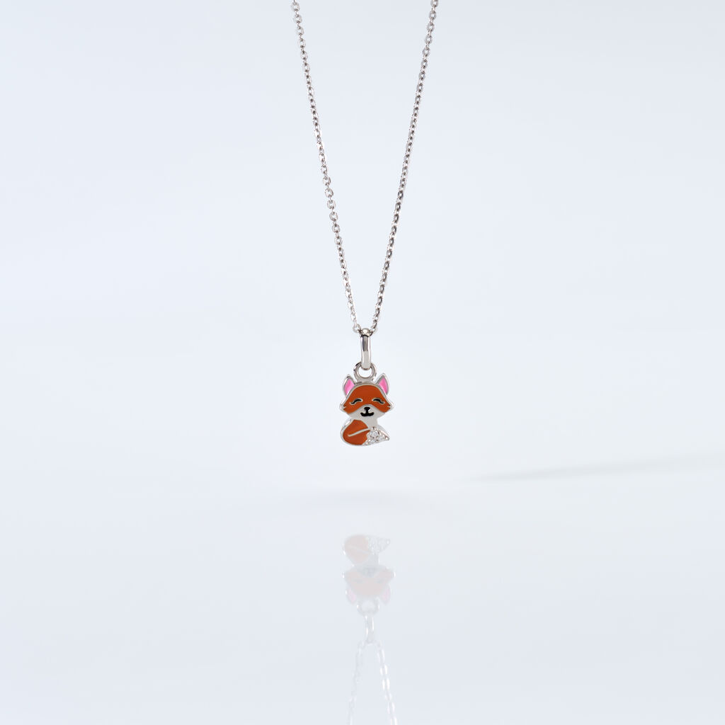FOXY Kinder Collier Silber 925 Zirkonia Wei&szlig; Fuchs