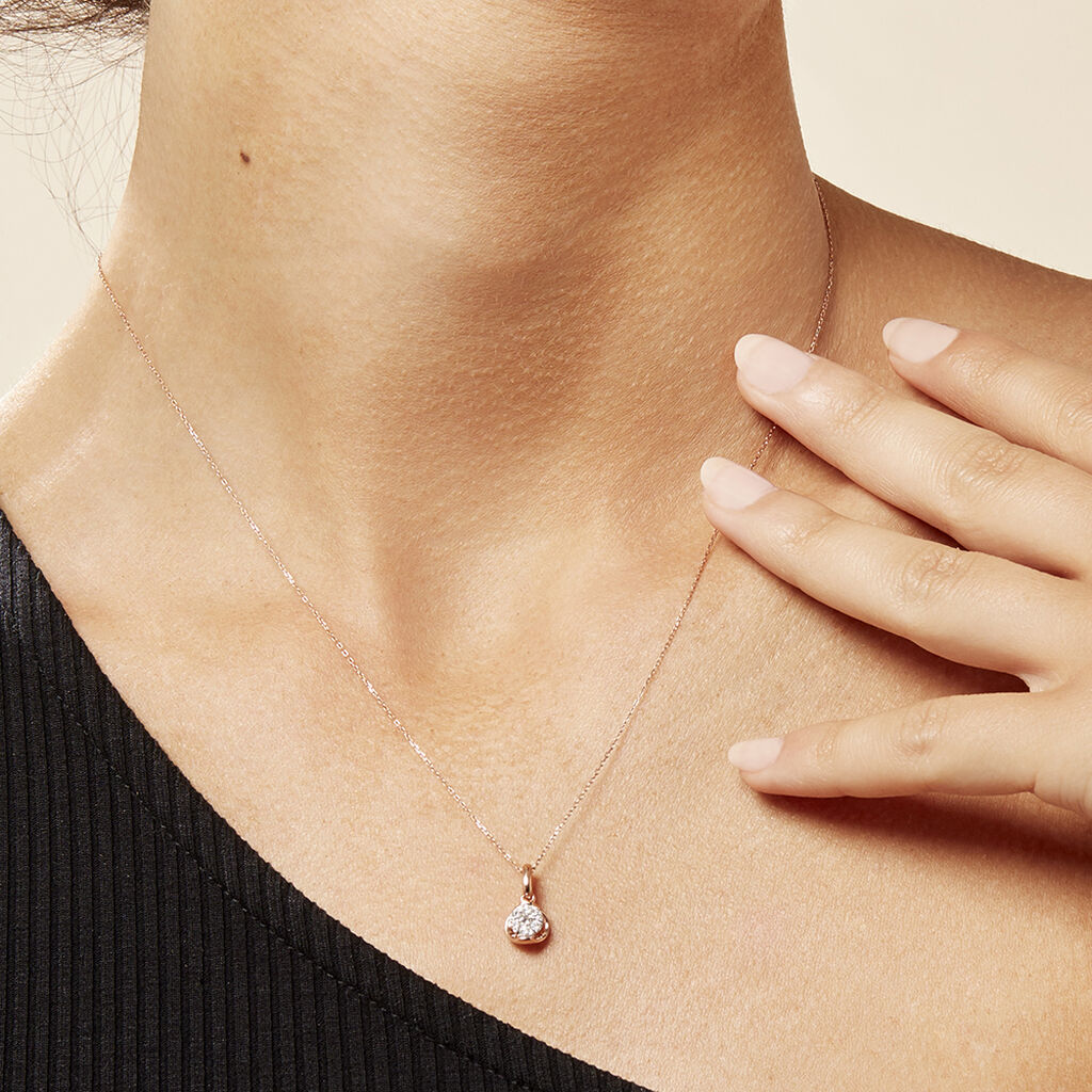 Damen Collier Rosegold 750 Diamant 0,18ct Kreis Shine - Halsketten Damen | OROVIVO