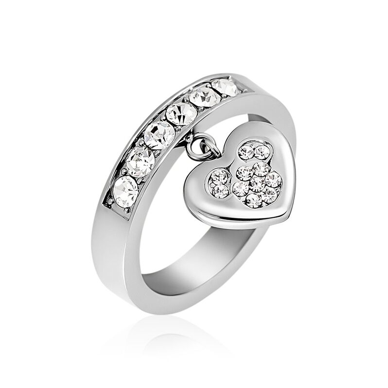 Damen Ring Edelstahl Kristall Weiß Fantasie Minnie Heart  - Ringe mit Stein Damen | OROVIVO