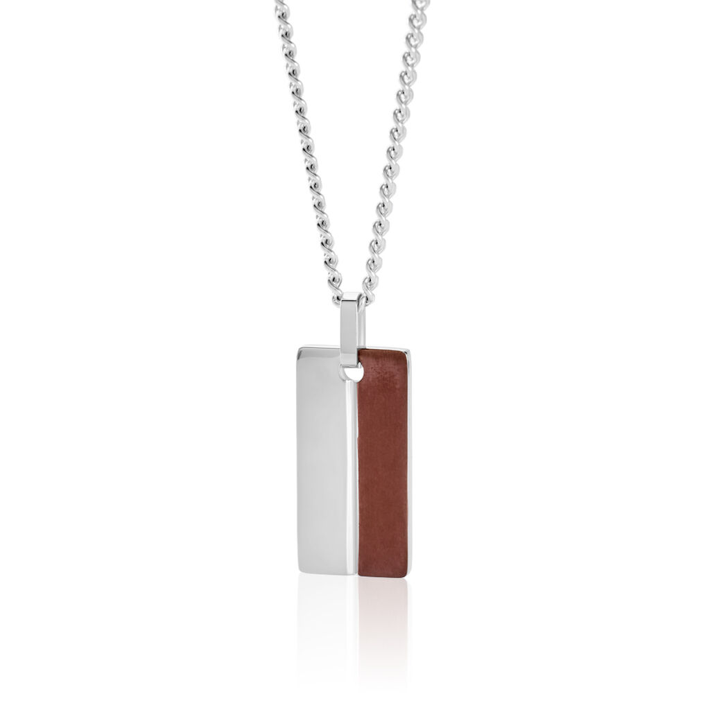 Herren Collier Edelstahl Dunkelbraun Geometrisch Daniel 5,5cm - Halsketten Herren | OROVIVO
