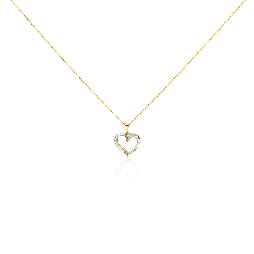 Damen Collier Gold 375 Diamant 0,12ct Herz Herz Chic - Halsketten Damen | OROVIVO