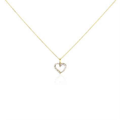 Damen Collier Gold 375 Diamant 0,12ct Herz Herz Chic - Halsketten Damen | OROVIVO