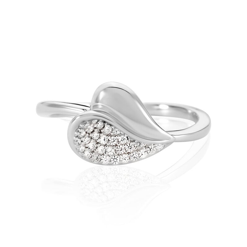 KALI Damen Ring Silber 925 Zirkonia Weiß 0,27 ct Blatt - Ringe mit Stein Damen | OROVIVO