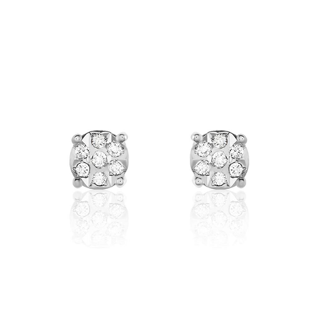 RIMINI Damen Ohrstecker Wei&szlig;gold 375 (9 Karat) Diamant Wei&szlig; 0,01 ct