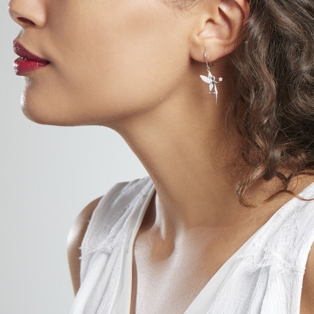 Boucles D'oreilles Pendantes Alberte Argent Blanc Oxyde De Zirconium - Spannringe Damen | OROVIVO