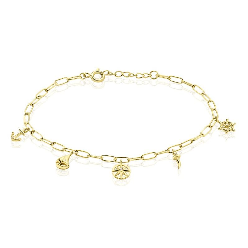 ZOE Damen Armband Silber vergoldet 925 Zirkonia Wei&szlig; Anker - Charmarmb&auml;nder Damen | OROVIVO