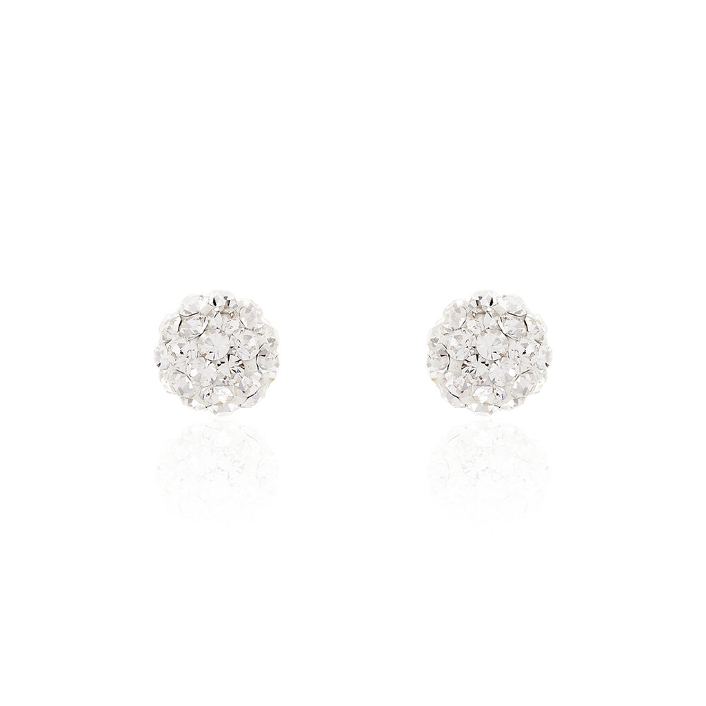 TUVALLA Damen Ohrstecker Silber 925 Strass Weiß Ball - Ohrstecker Damen | OROVIVO