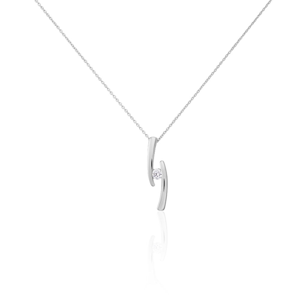 Damen Halskette Silber 925 Zirkonia, Collier mit Stein