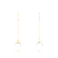 Damen Ohrringe Lang Gold 375 Perlmutt Weiß Mond Pierre 