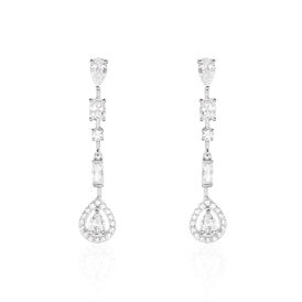 Damen Ohrstecker Lang Weißgold 375 Zirkonia - Ohrstecker lang Damen | OROVIVO