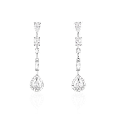 Damen Ohrstecker Lang Weißgold 375 Zirkonia - Ohrringe mit Stein Damen | OROVIVO