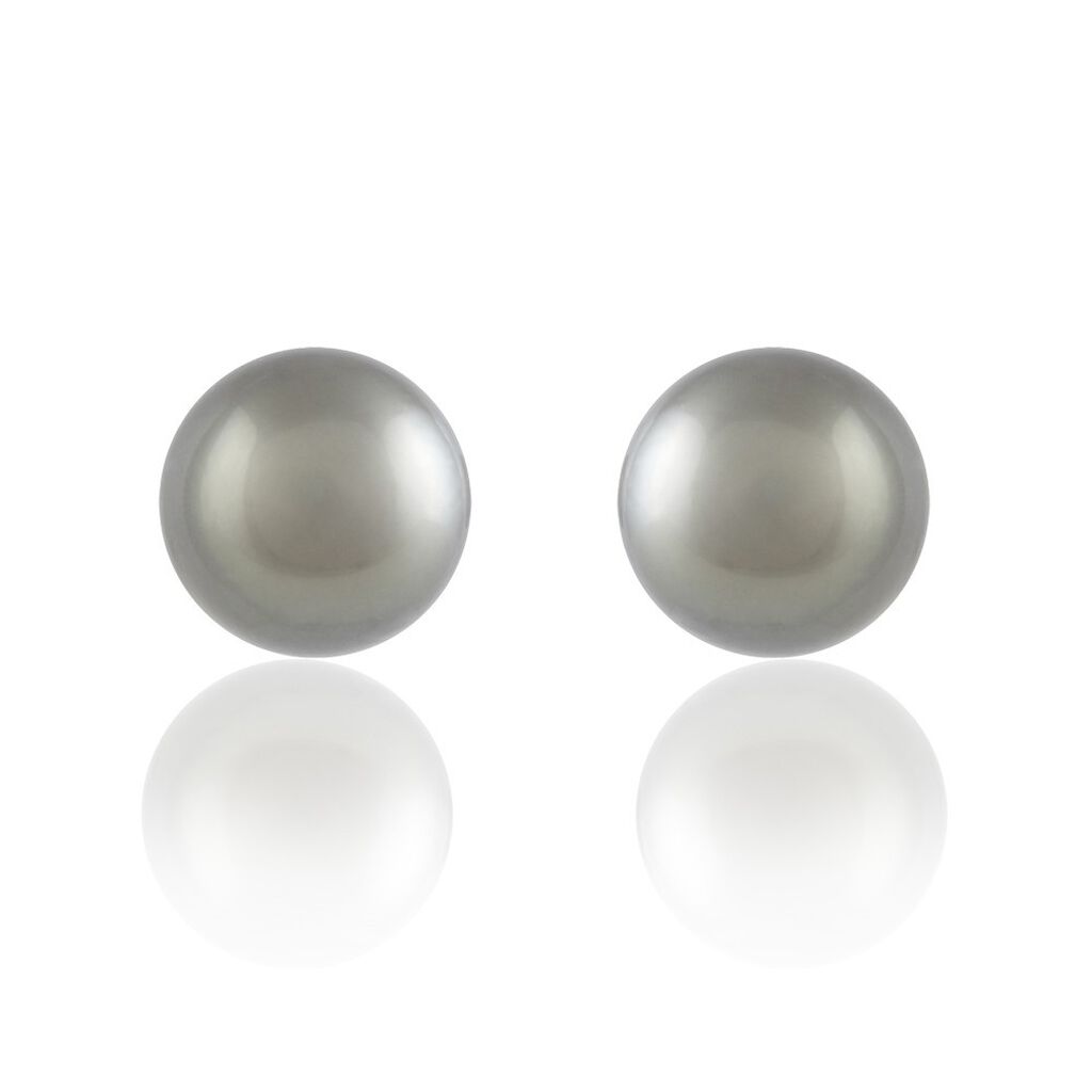 Boucles D'oreilles Puces Nafissatou Or Blanc Perle De Tahiti - Spannringe Damen | OROVIVO