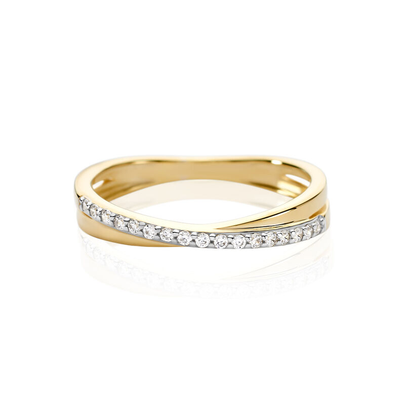 TUIZO Damen Ring Gold Bicolor Gold/Silber 375 (9 Karat) Andere Steine Wei&szlig; - Ringe mit Stein Damen | OROVIVO