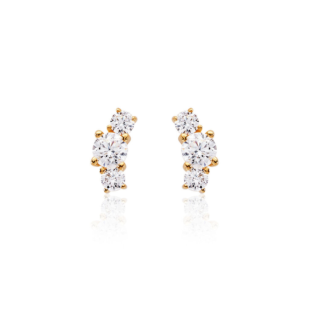 Trilog Damen Ohrstecker Gold 375 (9 Karat) Zirkonia Weiß - Ohrstecker Damen | OROVIVO