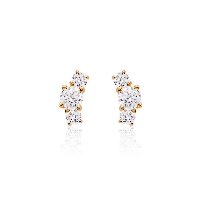 Trilog Damen Ohrstecker Gold 375 (9 Karat) Zirkonia Weiß - Ohrstecker Damen | OROVIVO