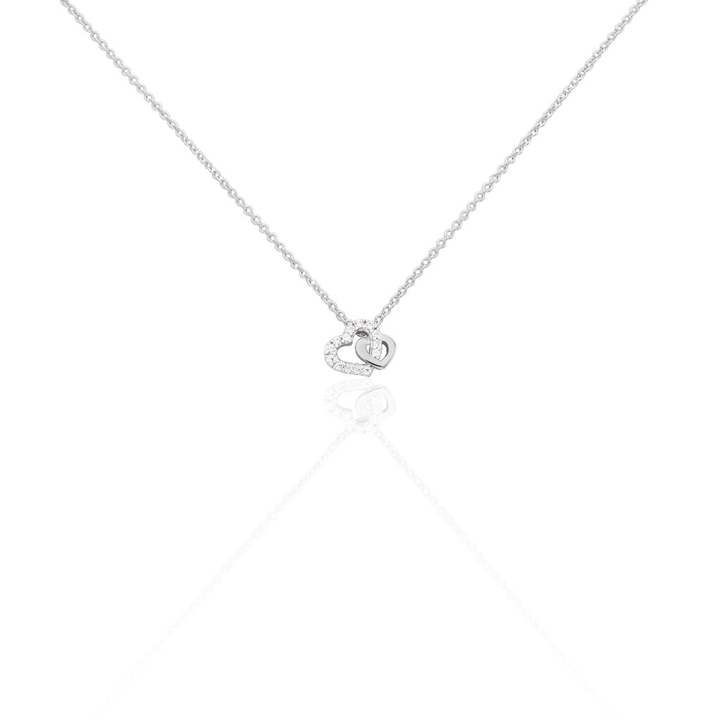 NEDELINA Damen Collier Silber 925 Zirkonia Wei&szlig; Herz