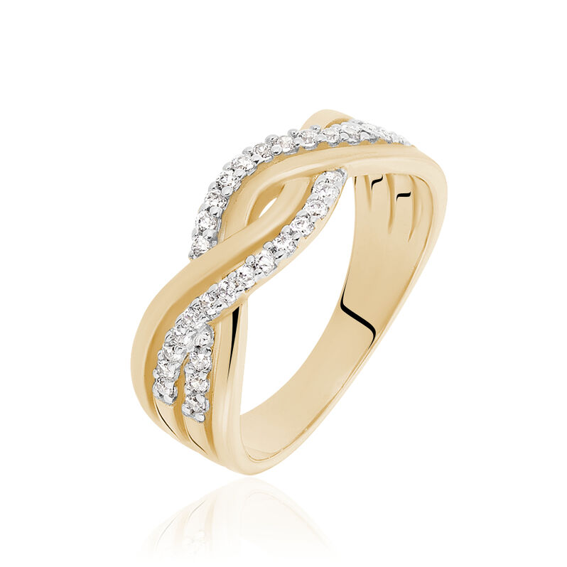 Damen Ring Vergoldet Zirkonia Wei&szlig; Welle - Ringe mit Stein Damen | OROVIVO