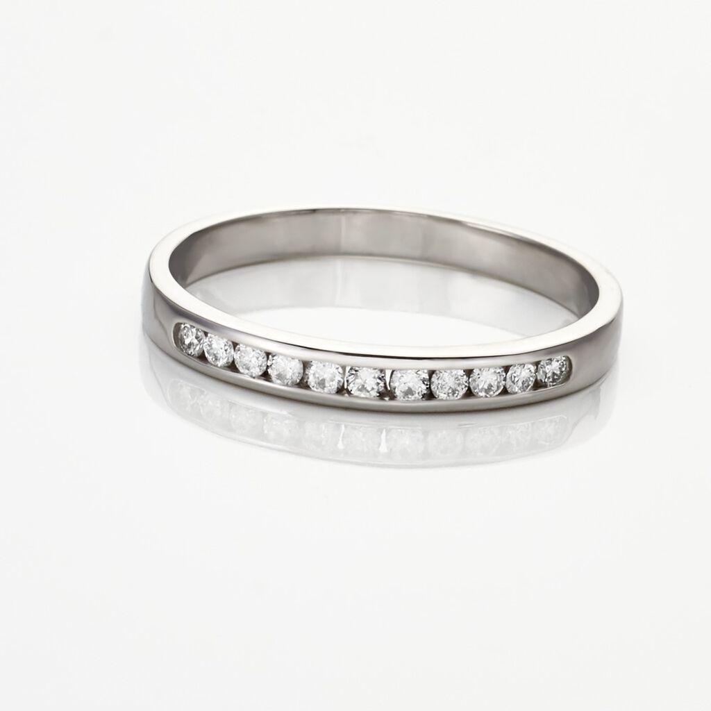 MEMO JATA Damen Ring Wei&szlig;gold 585 (14 Karat) Diamant Wei&szlig; 0,160 ct