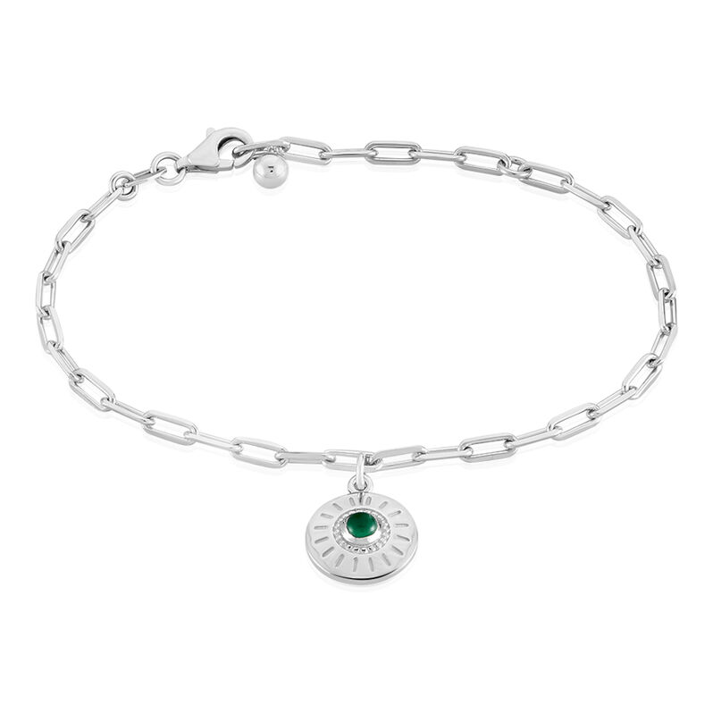 Bracelet Argent Rhodie Madlin Pampille Soleil Onyx Vert - Spannringe Damen | OROVIVO