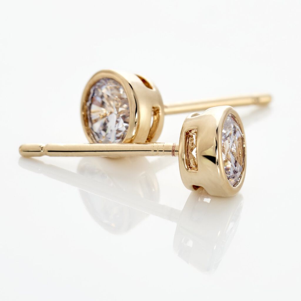 Damen Ohrstecker 18 Karat Vergoldet Zirkonia 6mm Malena - Ohrstecker Damen | OROVIVO