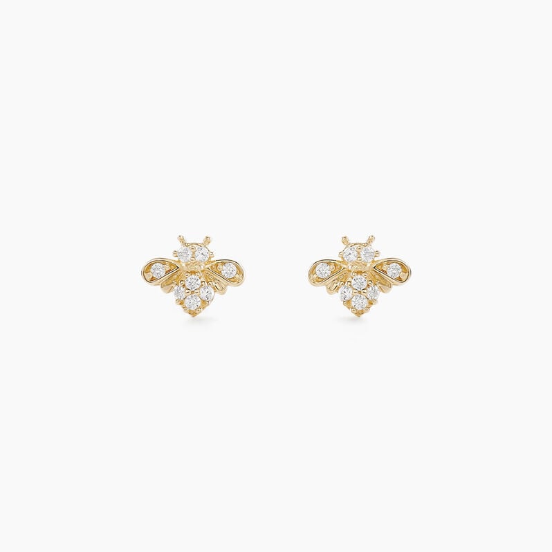 Boucles D'oreilles Puces Bettye Or Jaune Oxyde De Zirconium - Spannringe Kinder | OROVIVO