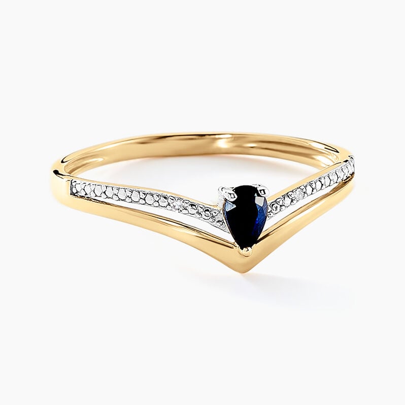 Bague Marjeta Or Jaune Saphir Diamant - Spannringe Damen | OROVIVO
