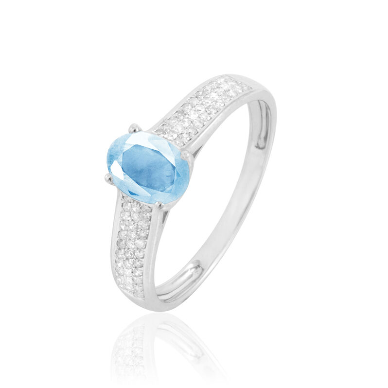 Bague Crista Or Blanc Topaze Et Diamant - Spannringe Damen | OROVIVO