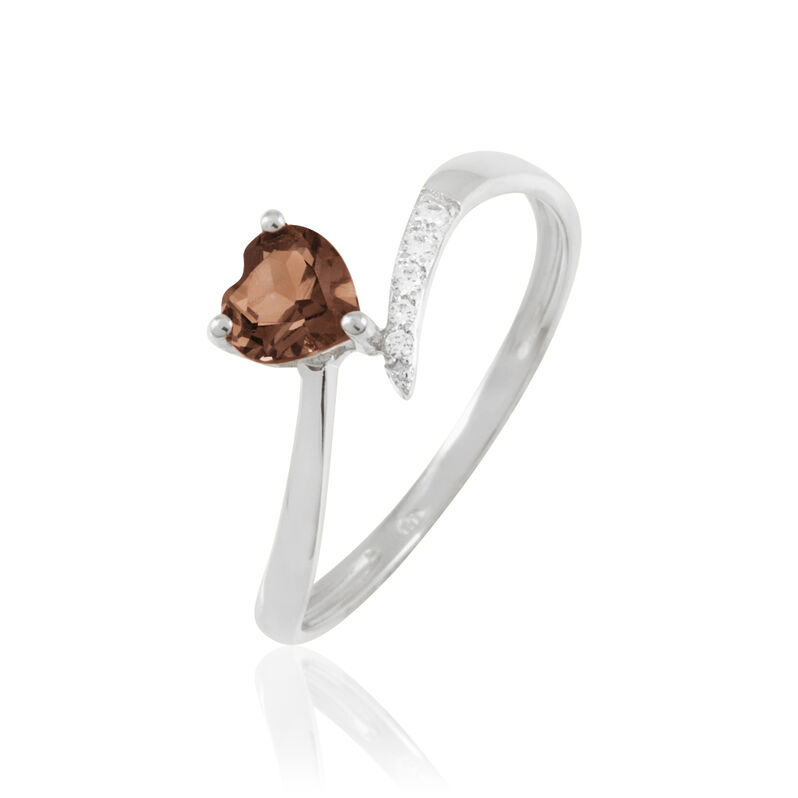 Bague Eva Or Blanc Quartz Et Diamant - Spannringe Damen | OROVIVO