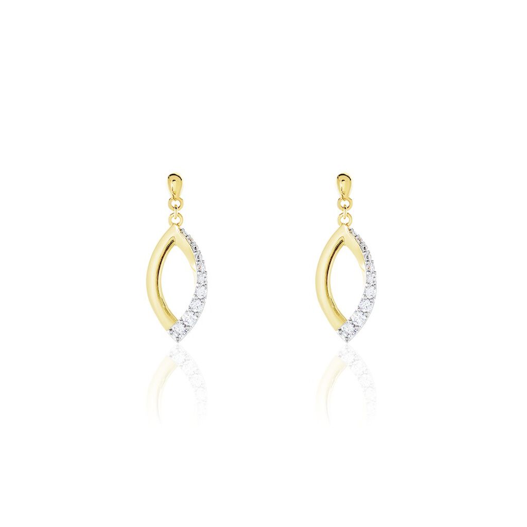 Damen Ohrstecker Lang Messing Gold 750 plattiert  , Ohrringe Lang mit Stein