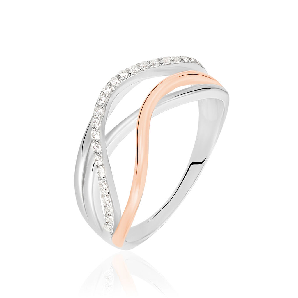 TRINA Damen Ring Silber Bicolor 925 Zirkonia Wei&szlig;