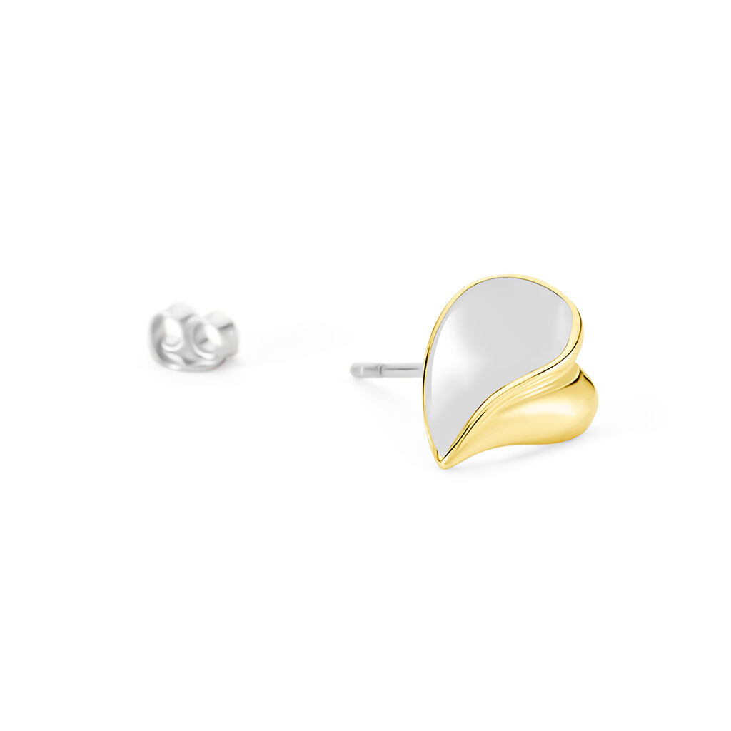 KALI Damen Ohrstecker Silber Bicolor Gelb/Silber 925 Blatt