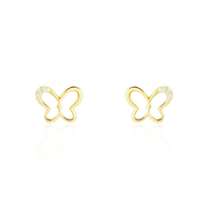 Boucles D'oreilles Puces Camomille Or Jaune Oxyde De Zirconium - Spannringe Kinder | OROVIVO
