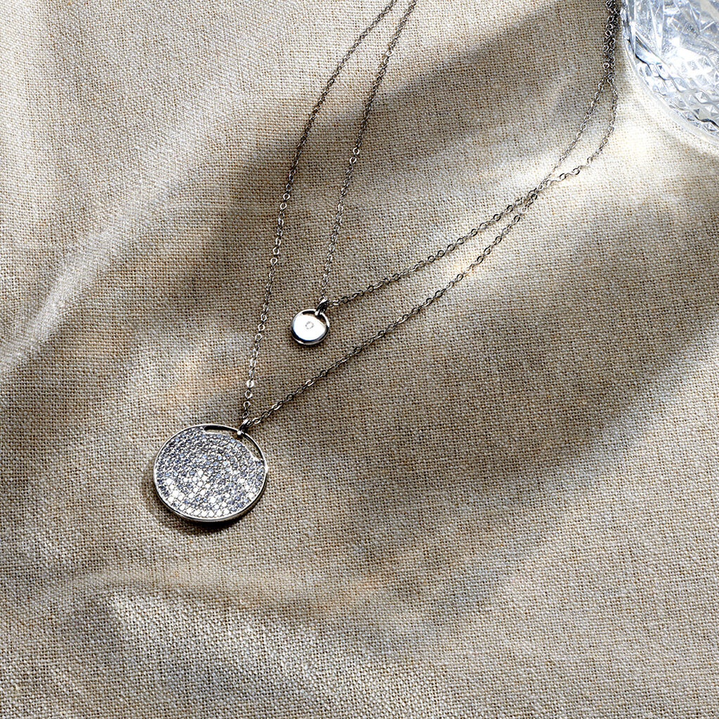 Damen Collier Silber 925 Zirkonia Wei&szlig; 4,21 ct Kreis