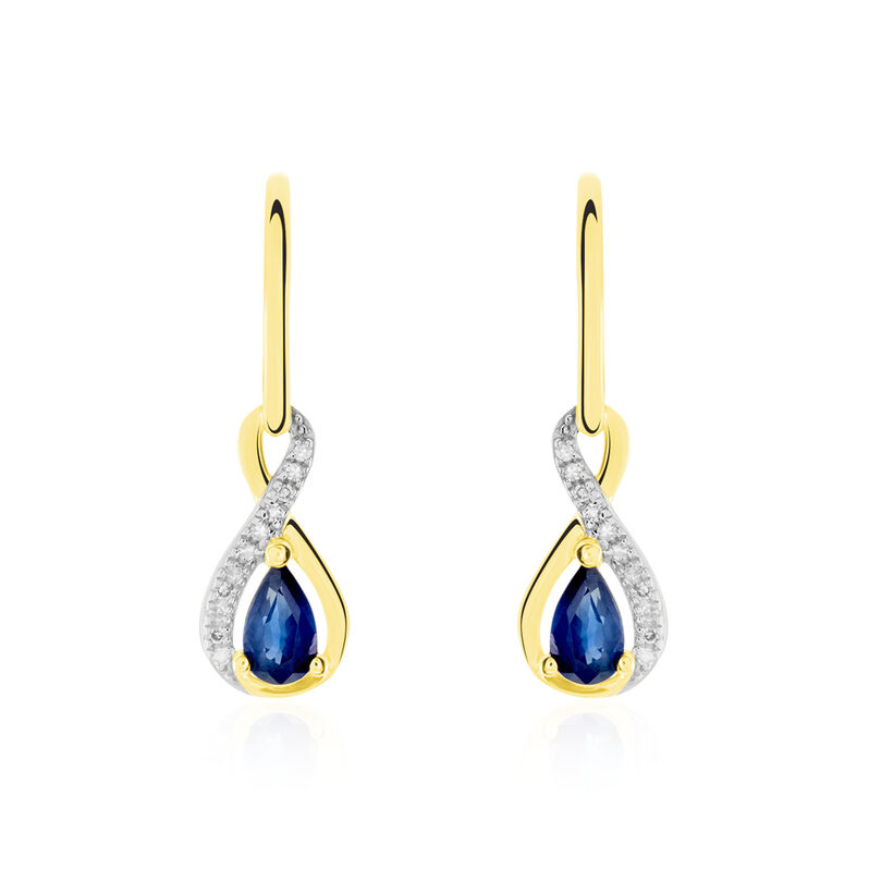Boucles D'oreilles Danaides Or Jaune Saphir Diamant Diamant - Spannringe Damen | OROVIVO