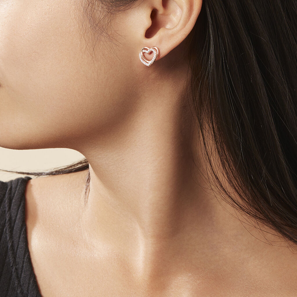 Damen Ohrstecker Silber 925 Rosé Vergoldet Herz - Ohrstecker Damen | OROVIVO