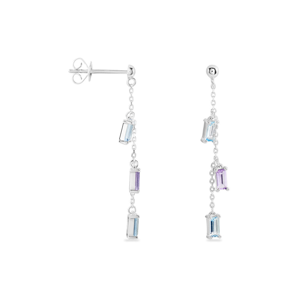 ANI Damen Ohrringe Lang Wei&szlig;gold 375 (9 Karat) Amethyst Violett 0,22 ct