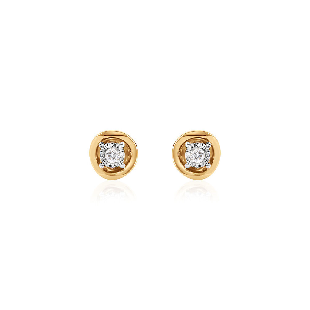 LISELOTTE Damen Ohrstecker Gold 375 (9 Karat) Diamant Weiß 0,04 ct Blume, Ohrstecker mit Stein