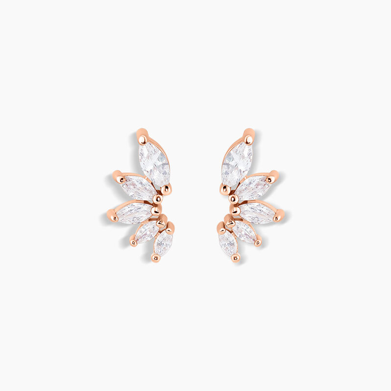 Boucles D'oreilles Puces Bastienne Argent Rose Oxyde De Zirconium - Spannringe Damen | OROVIVO