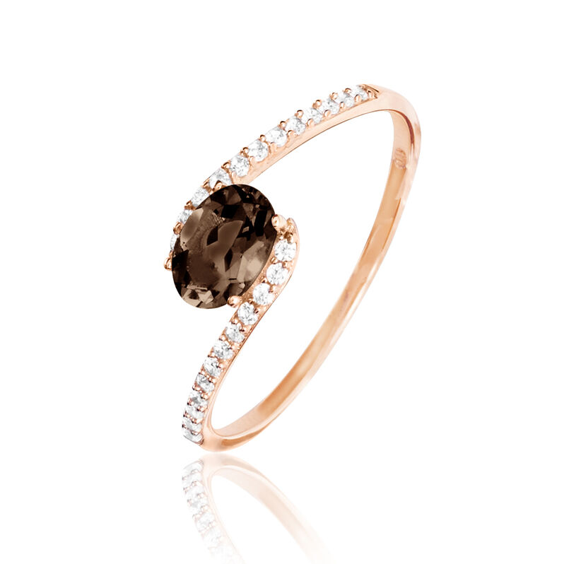 Bague Loriane Or Rose Quartz Et Diamant - Spannringe Damen | OROVIVO