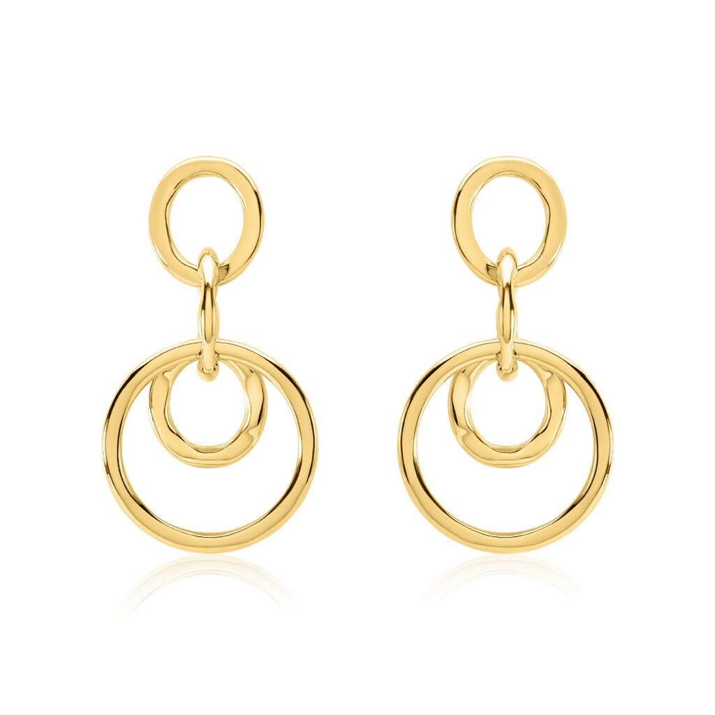 CARLOTTA Damen Ohrringe Lang Edelstahl vergoldet Kreis, Ohrringe Lang ohne Stein