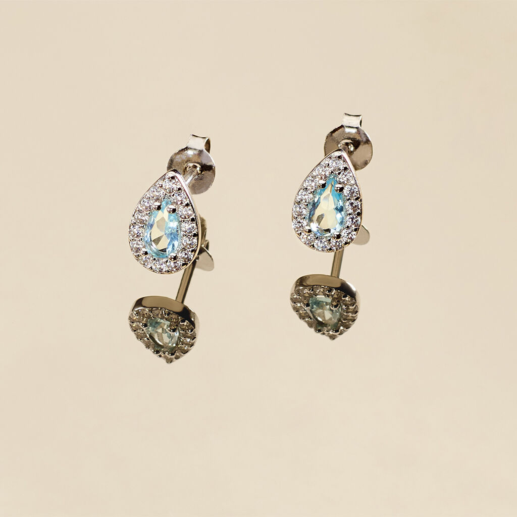 TANIA Damen Ohrstecker Silber 925 Synthetischer Stein Blau Tropfen